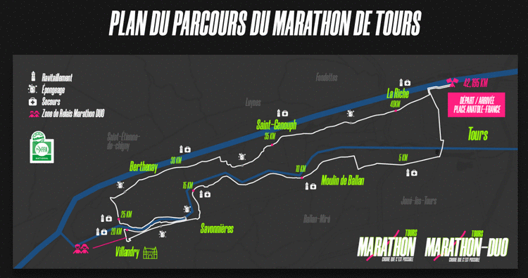 Tours marathon route map